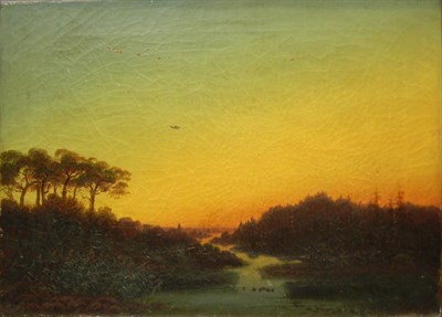 Lot 1039 - German School 19th Century Sunset Landscape...