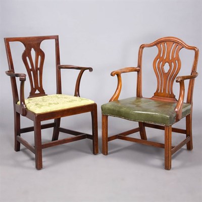 Lot 397 - Two George III Mahogany Armchairs Third...