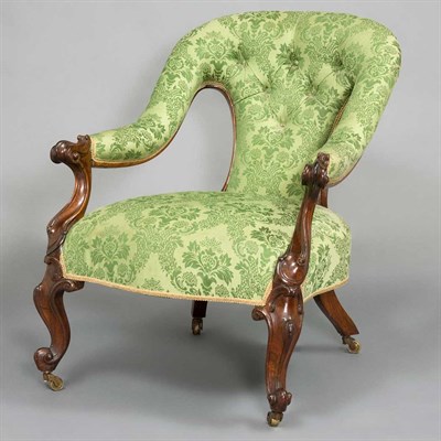 Lot 600 - Victorian Rosewood Spoon Back Armchair Mid...