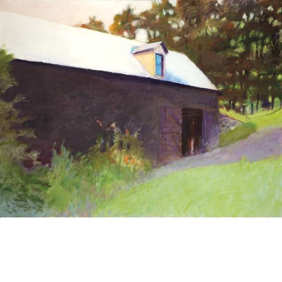 Lot 122 - Wolf Kahn American, b. 1927 Barn with White...