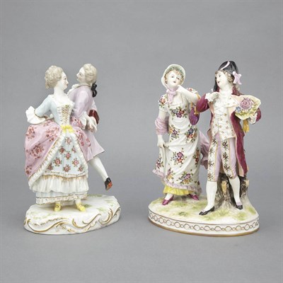 Lot 1491 - Two Continental Porcelain Figural Groups of...