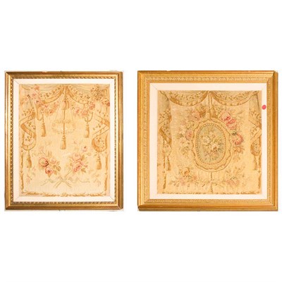 Lot 1402 - Two Framed French Silk Tapestry Fragments...