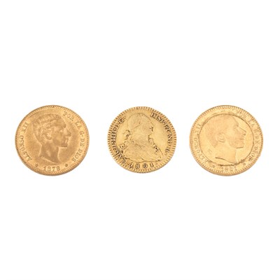 Lot 1088 - Spain, Three Gold Coins Comprising 1801 2...