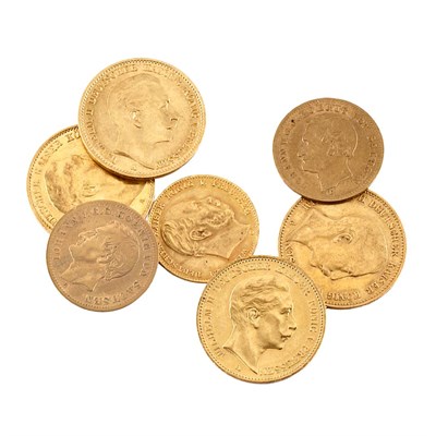 Lot 1057 - Germany, Seven Gold Coins Comprising 1872,...