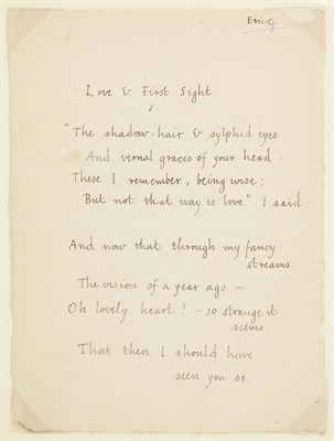 Lot 126 - GILL, ERIC Autograph poem signed ("Eric G"),...