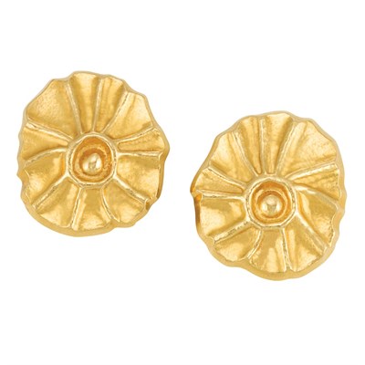 Lot 416 - Pair of Gold Flower Earclips, Ilias Lalaounis