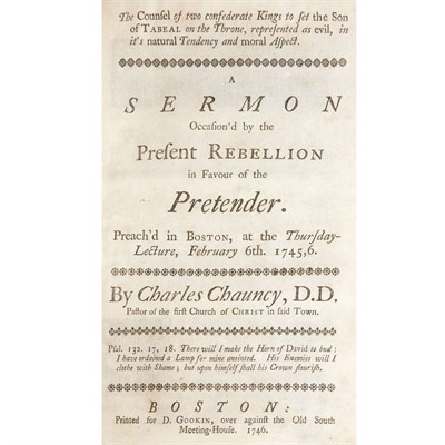 Lot 63 - [AMERICAN COLONIAL PRINTING] CHAUNCY, CHARLES....