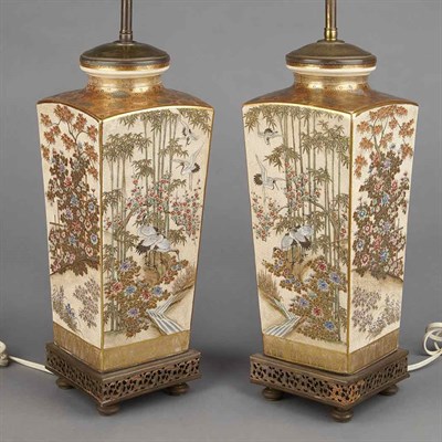 Lot 304 - Pair of Japanese Satsuma Lamps Height 14 inches.