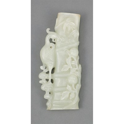 Lot 508 - Chinese White Jade Vase Carved as a bamboo...