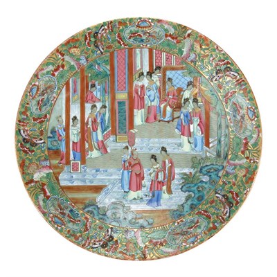 Lot 186 - Canton Famille Rose Celadon Porcelain Charger...