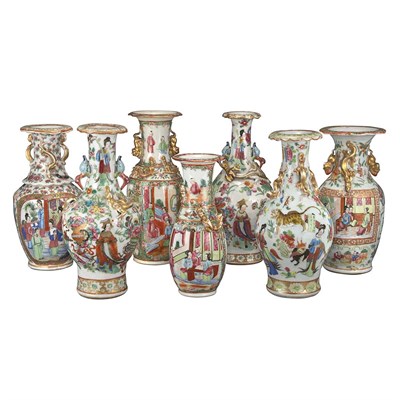 Lot 156 - Group of Seven Canton Famille Rose Porcelain...
