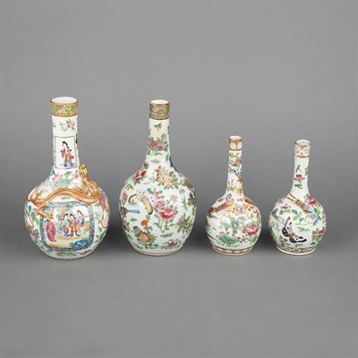 Lot 238 - Group of Canton Famille Rose Porcelain Bottle...