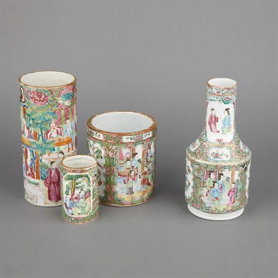 Lot 240 - Group of Nine Canton Famille Rose Porcelain...