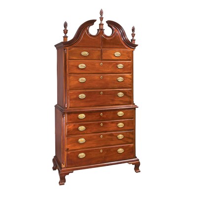 Lot 189 - Chippendale Mahogany Chest on Chest Rhode...