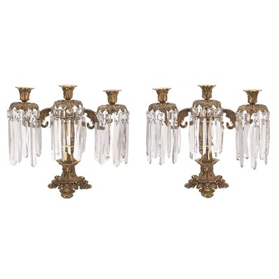 Lot 252 - Pair of Classical Gilt-Bronze Three-Light...