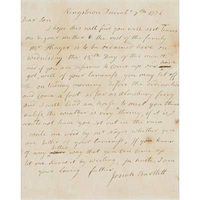 Lot 70 - [DECLARATION OF INDEPENDENCE] BARTLETT, JOSIAH...