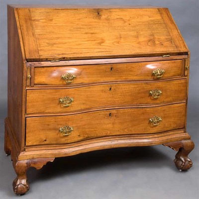 Lot 118 - Chippendale Walnut Oxbow Slant Front Desk The...