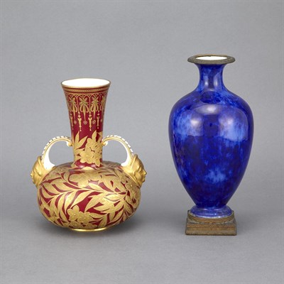 Lot 1233 - Derby Porcelain Vase; Together with a Sevres...