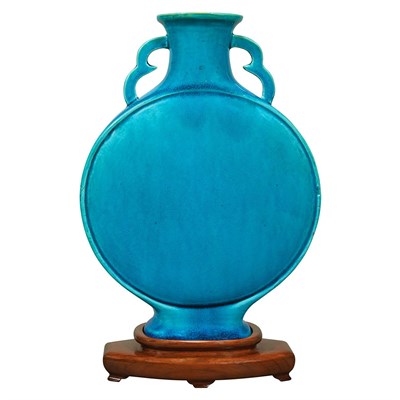 Lot 266 - Chinese Turquoise Glazed Porcelain Moon Flask...