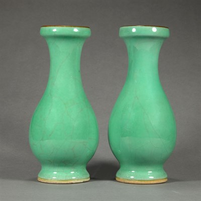 Lot 290 - Pair of Chinese Green Glazed Porcelain Vases...