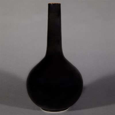 Lot 343 - Chinese Mirror Black Glazed Bottle Vase 19th...