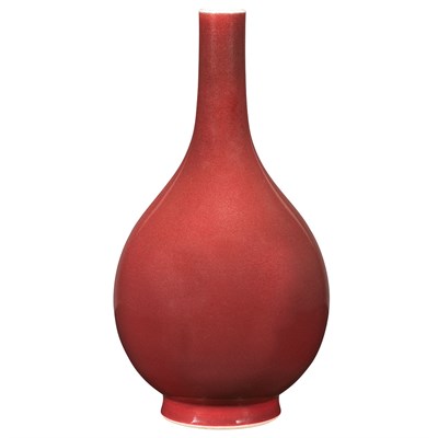 Lot 441 - Chinese Copper Red Glazed Porcelain Bottle...