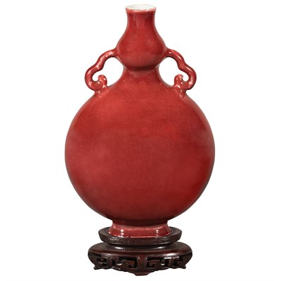 Lot 389 - Chinese Copper Red Glazed Porcelain Moon Flask...
