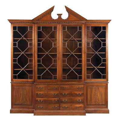 Lot 401 - George III Style Mahogany Breakfront Bookcase...