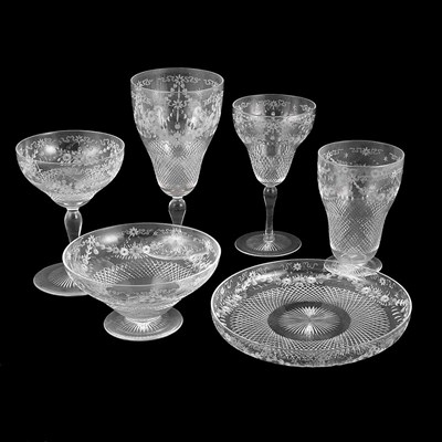 Lot 825 - Hawkes Wheel Engraved Glass Table Service...