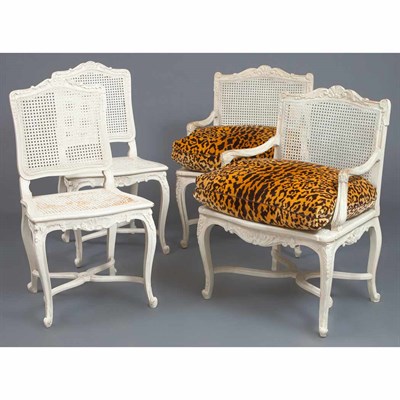 Lot 1252 - Assembled Set of Four Louis XV Style Painted...