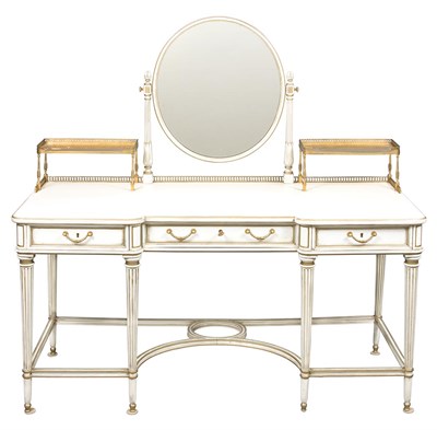 Lot 1205 - French White and Gold Painted Vanity Height 57...