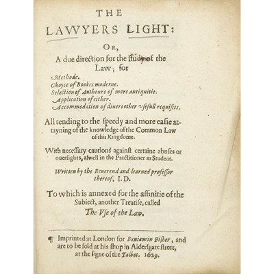 Lot 160 - [ENGLISH LAW] Group of six 17th century works...