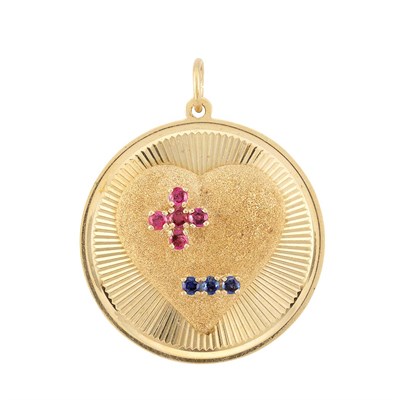 Lot 1171 - Gold, Ruby and Sapphire Charm