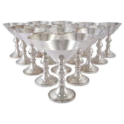 Lot 1106 - Set of Sixteen English Silver Plated Goblets...