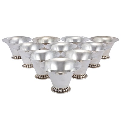 Lot 1107 - Set of Ten Silver Plated Dessert Bowls Each of...