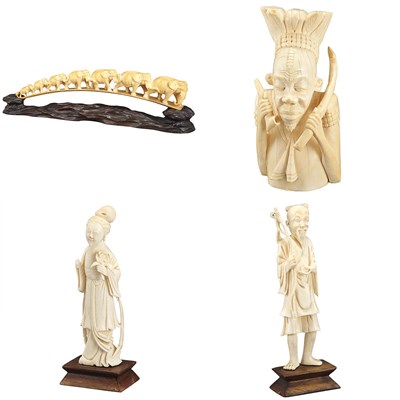 Lot 1109 - Group of Four Ivory and Bone Figures and...