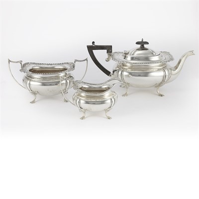 Lot 1312 - English Silver Three-Piece Tea Service...
