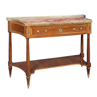 Lot 358 - Louis XVI Style Marble Top Mahogany Desserte...