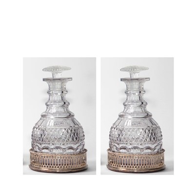 Lot 1308 - Pair of Anglo-Irish Cut Glass Decanters;...