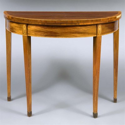 Lot 1428 - George III Style Demilune Inlaid Mahogany...