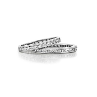 Lot 85 - Two Platinum and Diamond Guard Rings