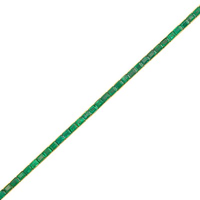 Lot 201 - Gold and Emerald Straightline Bracelet, Cartier