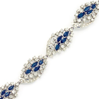 Lot 341 - White Gold, Diamond and Sapphire Bracelet