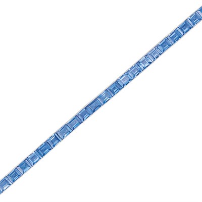 Lot 55 - Platinum and Sapphire Straightline Bracelet