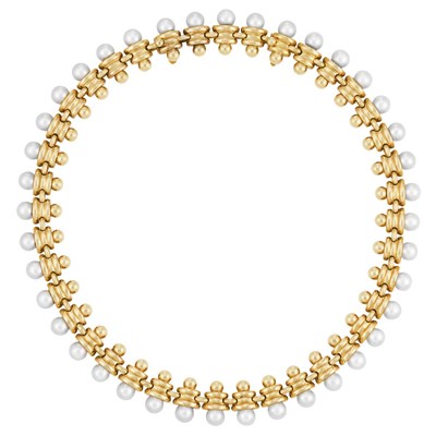 Lot 433 - Gold and Cultured Pearl Necklace, Bulgari