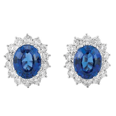 Lot 461 - Pair of Platinum, Tanzanite and Diamond Earrings, Tiffany & Co.
