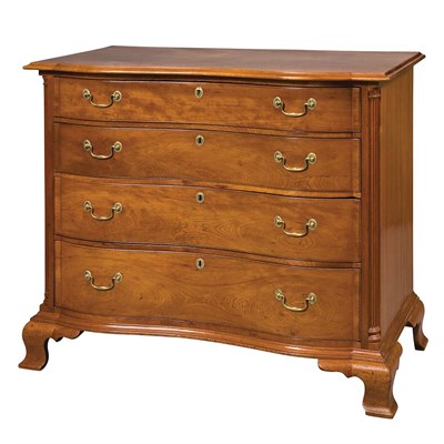 Lot 273 - Chippendale Cherry Oxbow Chest of Drawers...