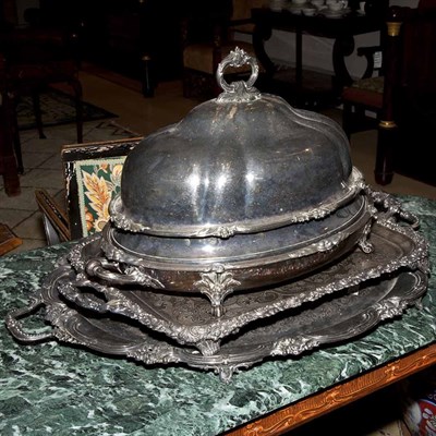 Lot 400 - Silver Plated Meat Dome and Platter; Together...