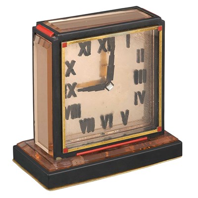 Lot 648 - Art Deco Gilt-Metal, Red and Black Enameled...