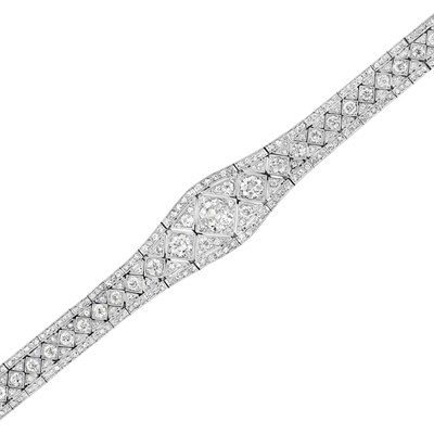 Lot 498 - Art Deco Platinum and Diamond Bracelet